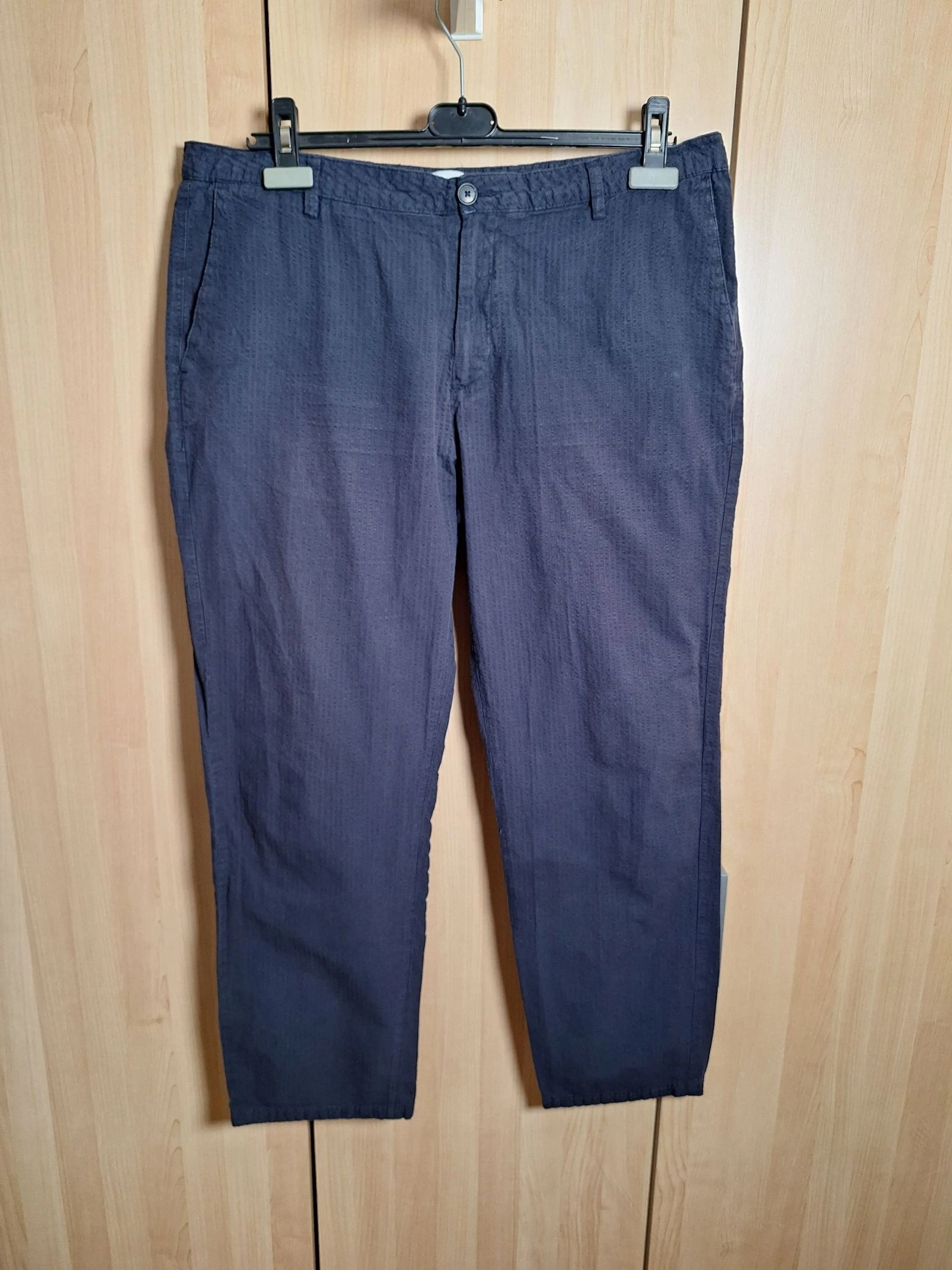 Pantalon droit Jules bleu marine 46 coton gaufré